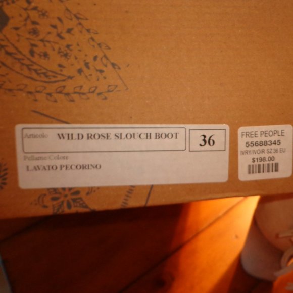 NIB FREE PEOPLE Wild Rose Slouch Boot 36 Ivory Italy Leather Fringe NO DISCOUNTS - Picture 4 of 15